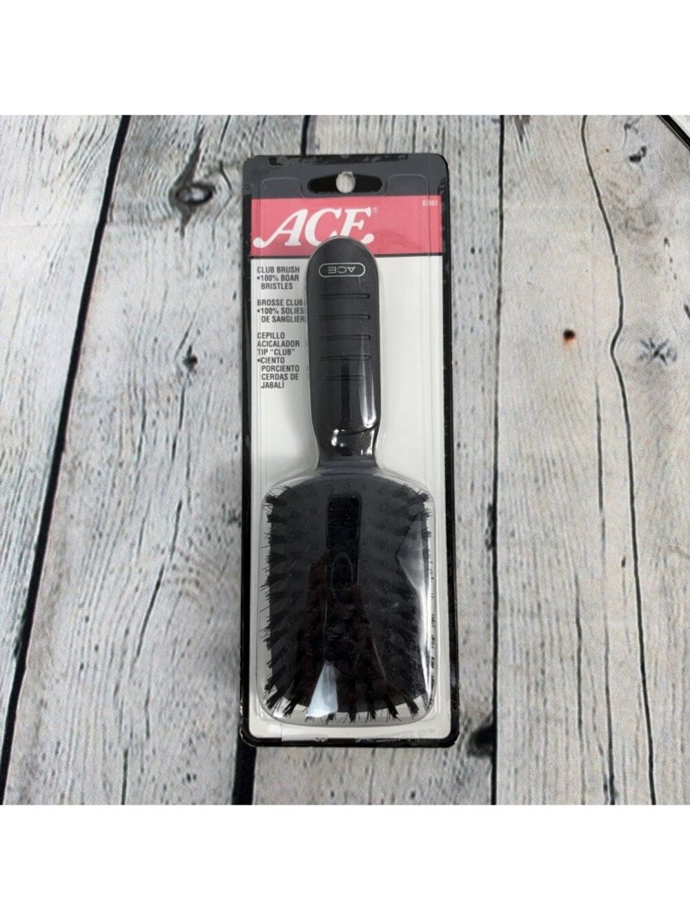 Vintage 2006 ACE Club Goody Brush Boar Bristles Black 67661 Hairbrush Open New